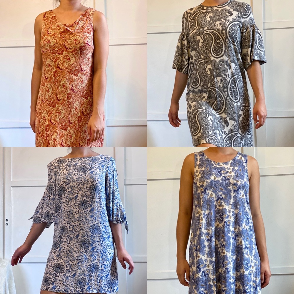 4 dress set paisley pattern Ann Taylor and H&M